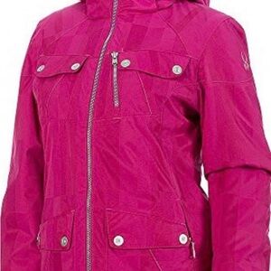 Women's Pink insulated Spyder ski jacket size 4 with detachable hood